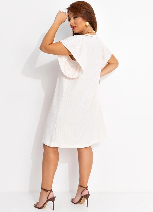Quintess - Vestido Off White em Malha Anarruga 2