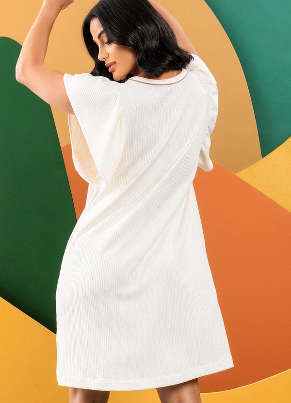 Quintess - Vestido Off White em Malha Anarruga 9