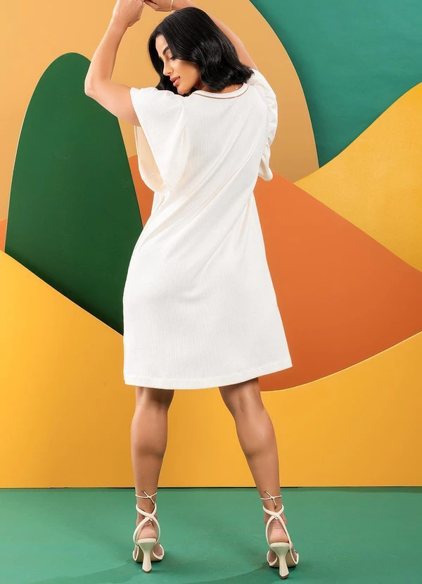 Quintess - Vestido Off White em Malha Anarruga 7