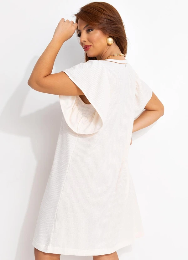 Quintess - Vestido Off White em Malha Anarruga 5