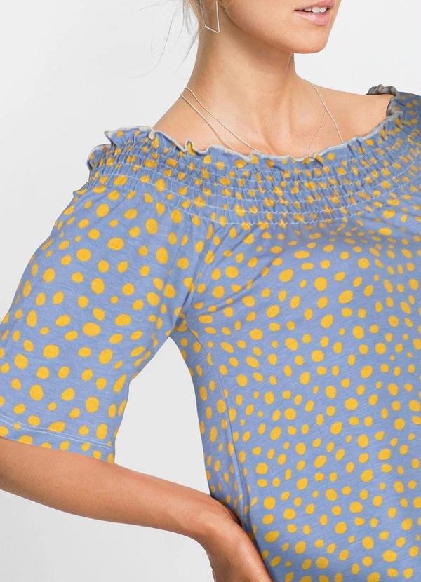 Outlet - Vestido Ombro a Ombro Poá Azul 4