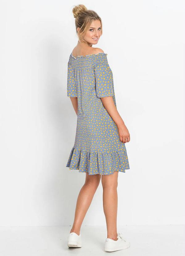 Outlet - Vestido Ombro a Ombro Poá Azul 2