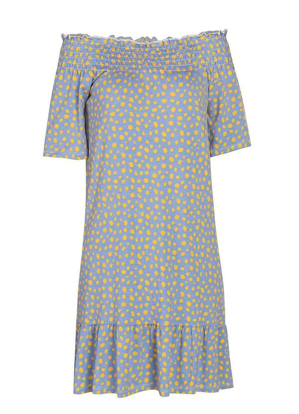 Outlet - Vestido Ombro a Ombro Poá Azul 1