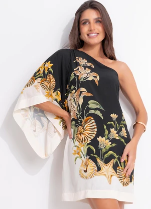 Farm - Vestido Ombro Só Concha Surreal Bege - FARM