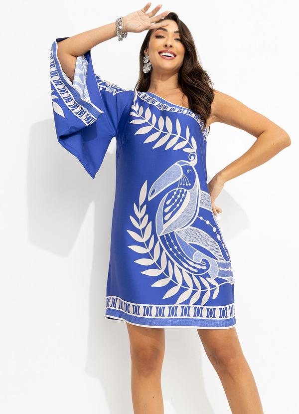 Farm - Vestido Ombro So Rendeira em Viscose Azul 10