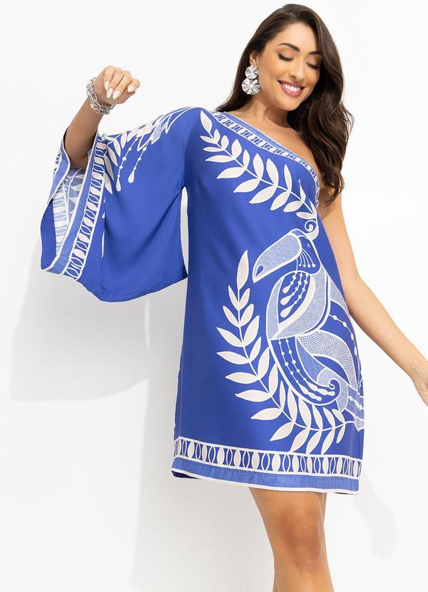 Farm - Vestido Ombro So Rendeira em Viscose Azul 8