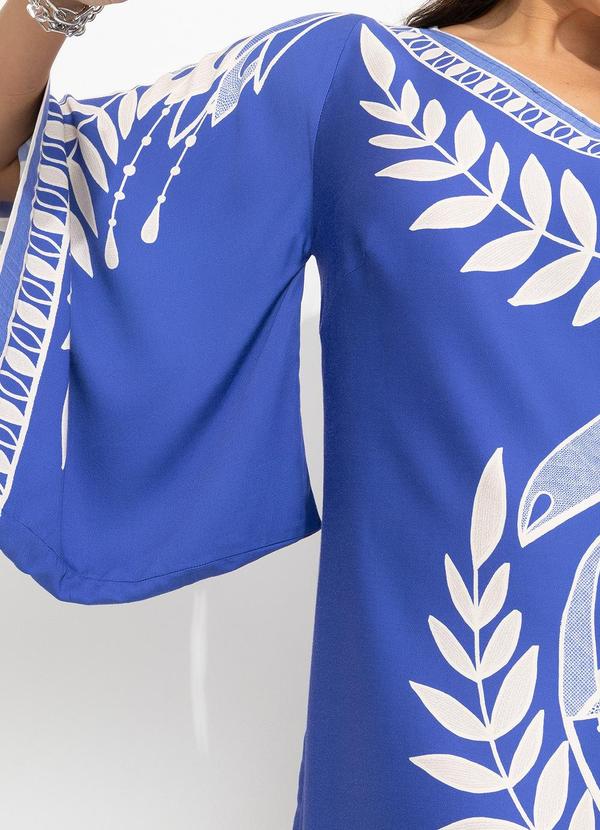 Farm - Vestido Ombro So Rendeira em Viscose Azul 7