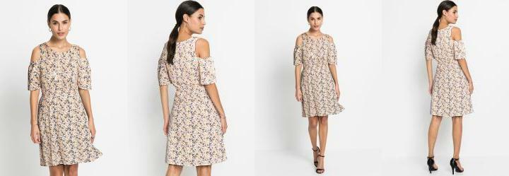 Vestido Ombro Vazado Floral Rosa/Laranja