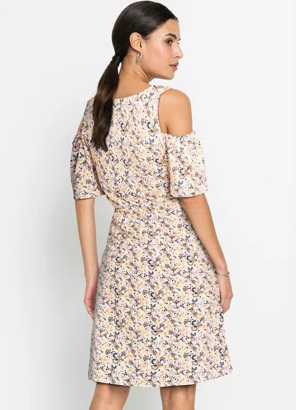 bonprix - Vestido Ombro Vazado Floral Rosa/Laranja 9