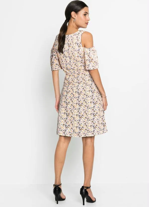 bonprix - Vestido Ombro Vazado Floral Rosa/Laranja 7