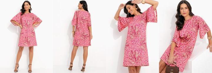 Vestido Ona e Folhas em Malha Fria