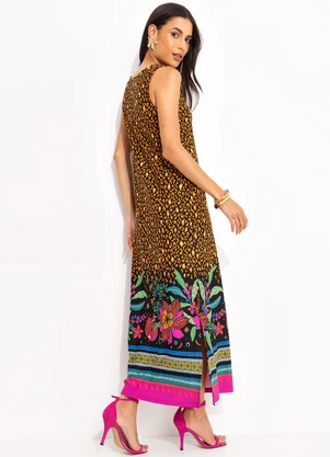 Quintess - Vestido Onça Floral em Malha de Viscose - QUINTESS