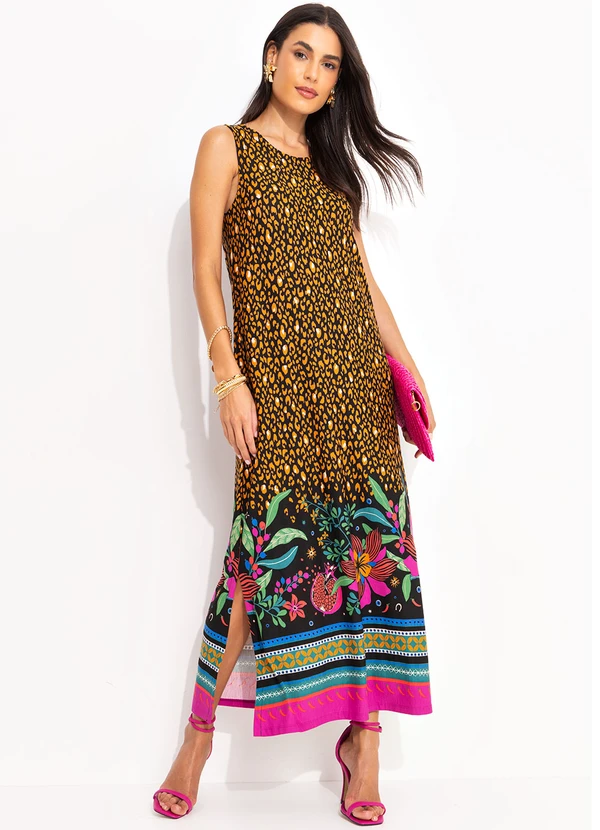 Quintess - Vestido Onça Floral em Malha de Viscose 5