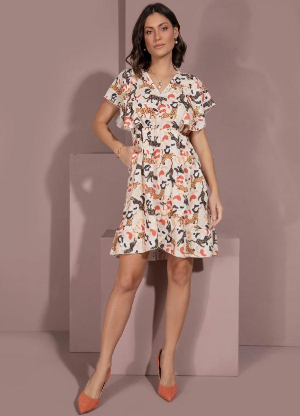 Quintess - Vestido Onças com Babados Aplicados 5