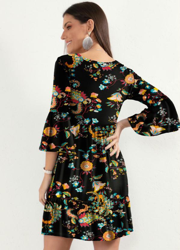 Quintess - Vestido Paislay com Franzidos 2