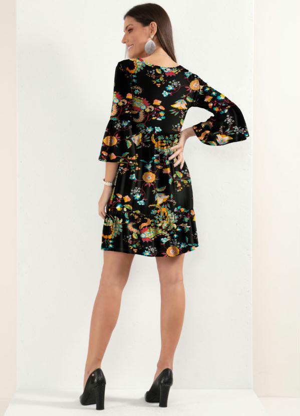 Quintess - Vestido Paislay com Franzidos 4