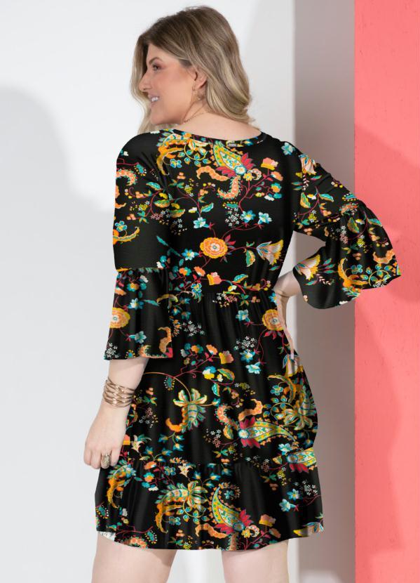 Quintess - Vestido Paislay com Franzidos 6