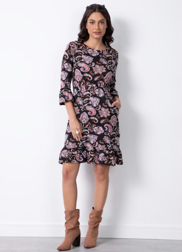 Quintess - Vestido Paisley Dark Curto com Passamanaria 2