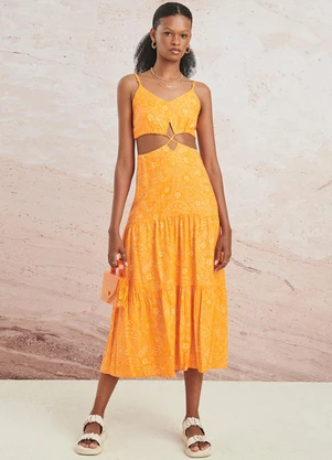 Authoria - Vestido Paisley Laranja Laranja - AUTHORIA