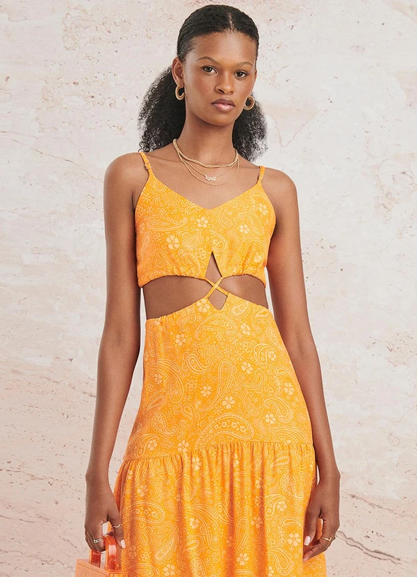 Authoria - Vestido Paisley Laranja Laranja 3