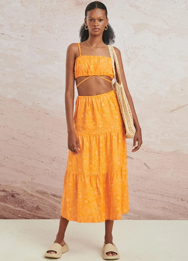 Authoria - Vestido Paisley Laranja Laranja 5