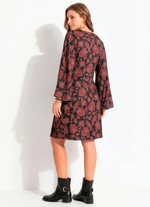 Quintess - Vestido Paisley Terroso em Malha Fria - QUINTESS