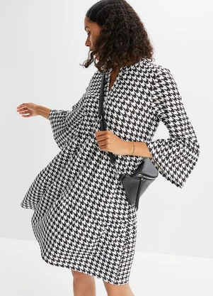 bonprix - Vestido Pied de Poule P&B em Malha Fria - BONPRIX