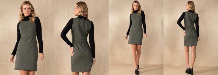 Vestido Pied Poule Tubinho com Bolsos