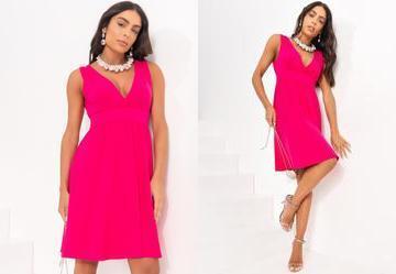 Vestido Pink em Malha de Viscose com Elastano