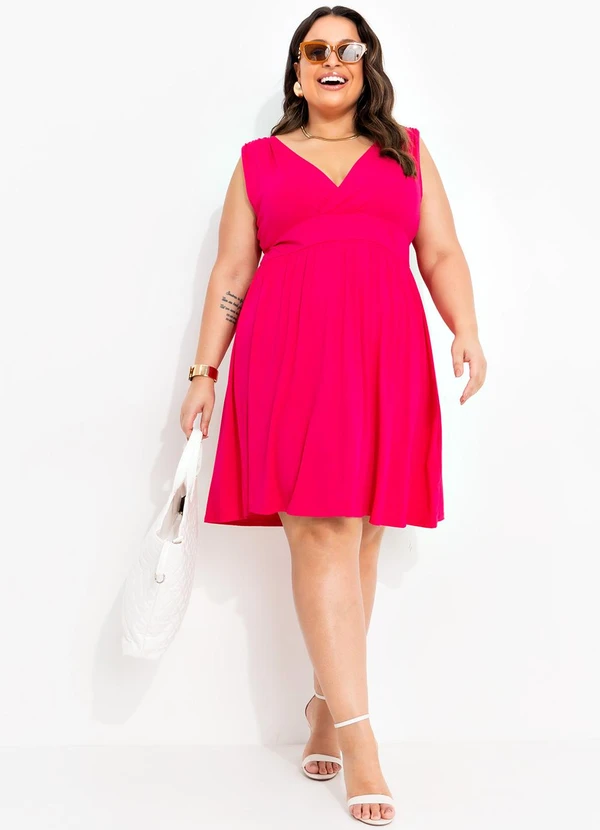 Quintess - Vestido Pink em Malha de Viscose com Elastano