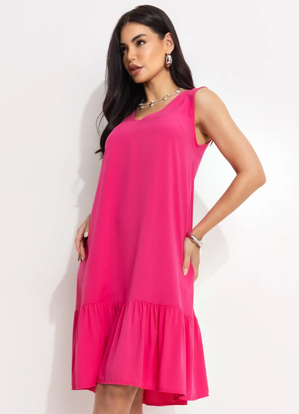 Quintess - Vestido Pink em Viscose Plana
