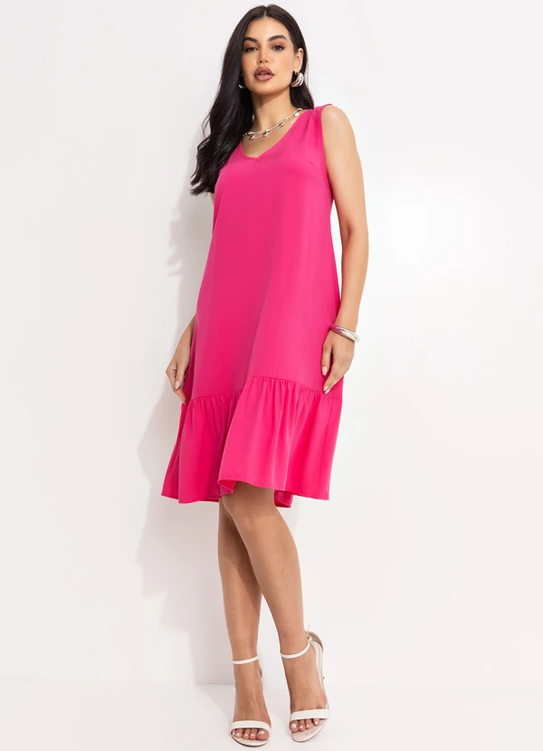 Quintess - Vestido Pink em Viscose Plana