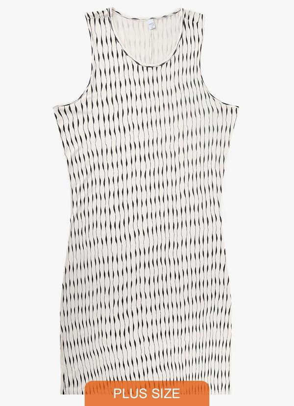 Infinita Cor - Vestido Plus Size Estampado Infinita Cor Bege 1