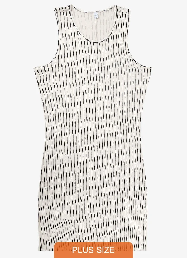 Infinita Cor - Vestido Plus Size Estampado Infinita Cor Bege