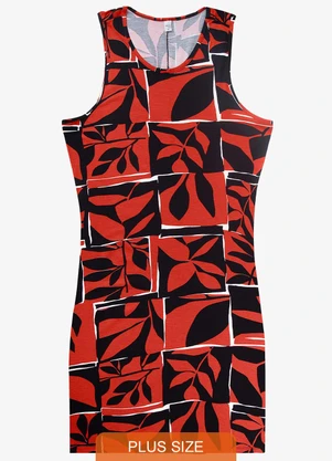 Vestido Plus Size Estampado Infinita Cor (Laranja) - INFINITA COR