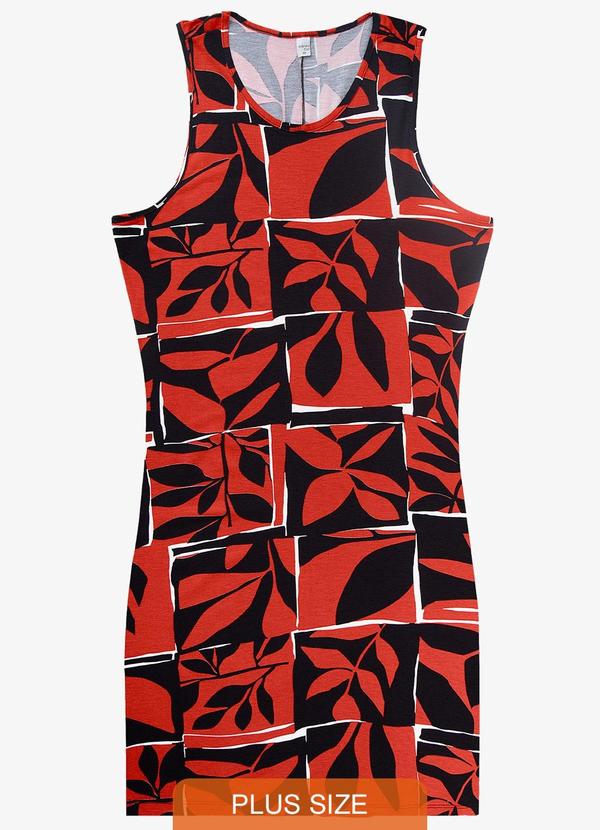 Infinita Cor - Vestido Plus Size Estampado Infinita Cor Laranja
