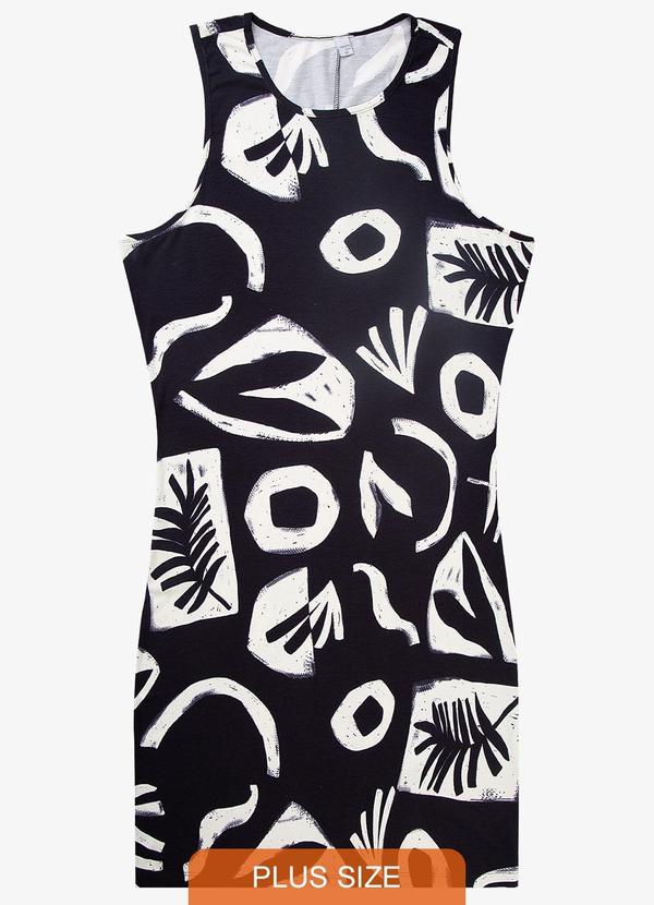 Infinita Cor - Vestido Plus Size Estampado Preto