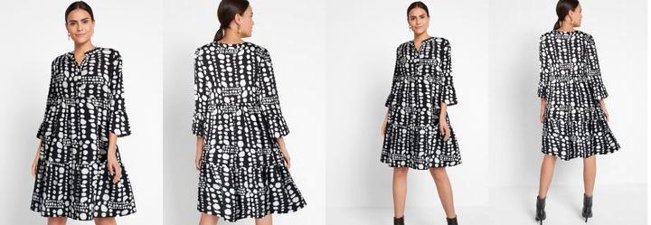 Vestido Po� Abstrato em Crepe Plano