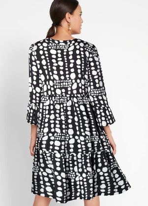 bonprix - Vestido Poá Abstrato em Crepe Plano - BONPRIX