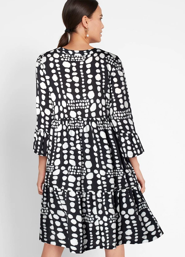 bonprix - Vestido Poá Abstrato em Crepe Plano 4