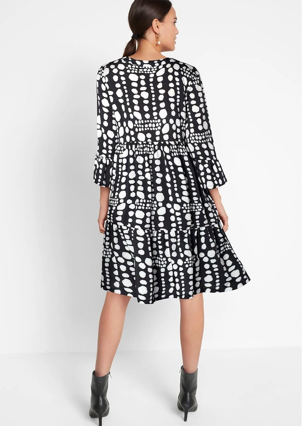 bonprix - Vestido Poá Abstrato em Crepe Plano 2