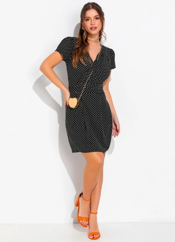 Quintess - Vestido Poá com Decote Transpassado 3