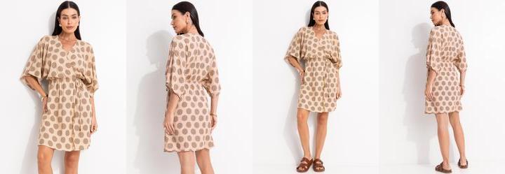 Vestido Poá Geométrico em Viscose Plana Vestido Poá Geométrico em Viscose Plana