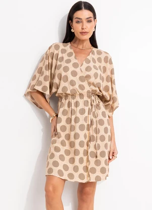 Quintess - Vestido Poá Geométrico em Viscose Plana - QUINTESS