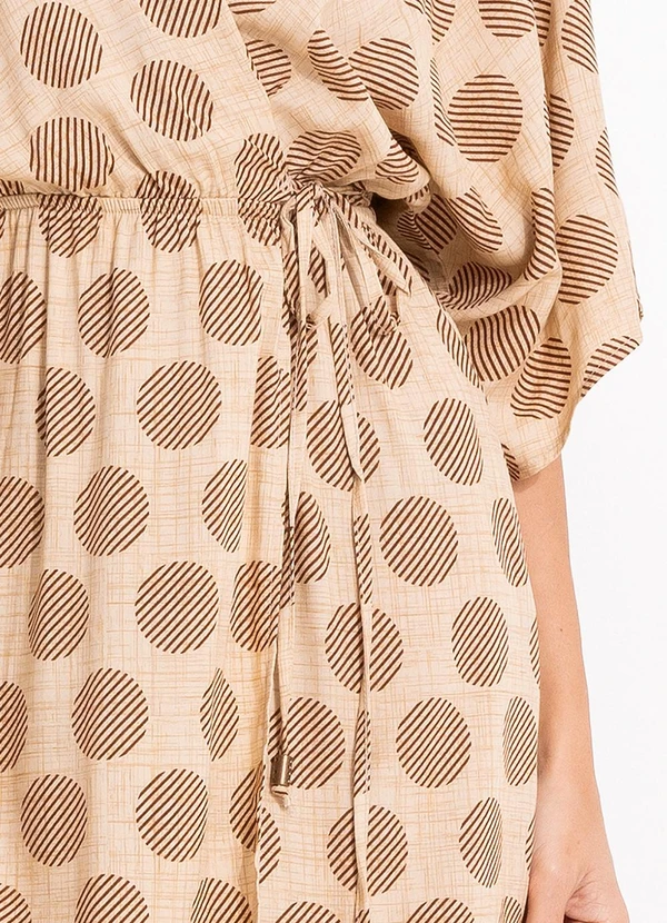 Quintess - Vestido Poá Geométrico em Viscose Plana