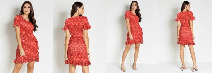 Vestido Po Laranja com Babado e Faixa