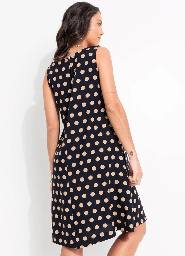 Quintess - Vestido Poá Marinho em Viscose Plana 2