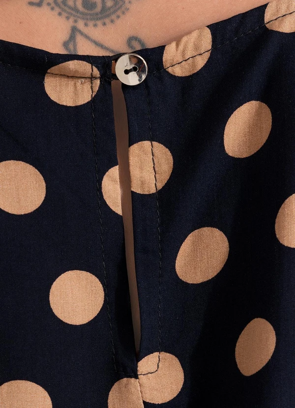 Quintess - Vestido Poá Marinho em Viscose Plana 7