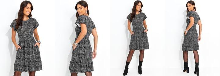 Vestido Po Ondulado em Malha de Viscose