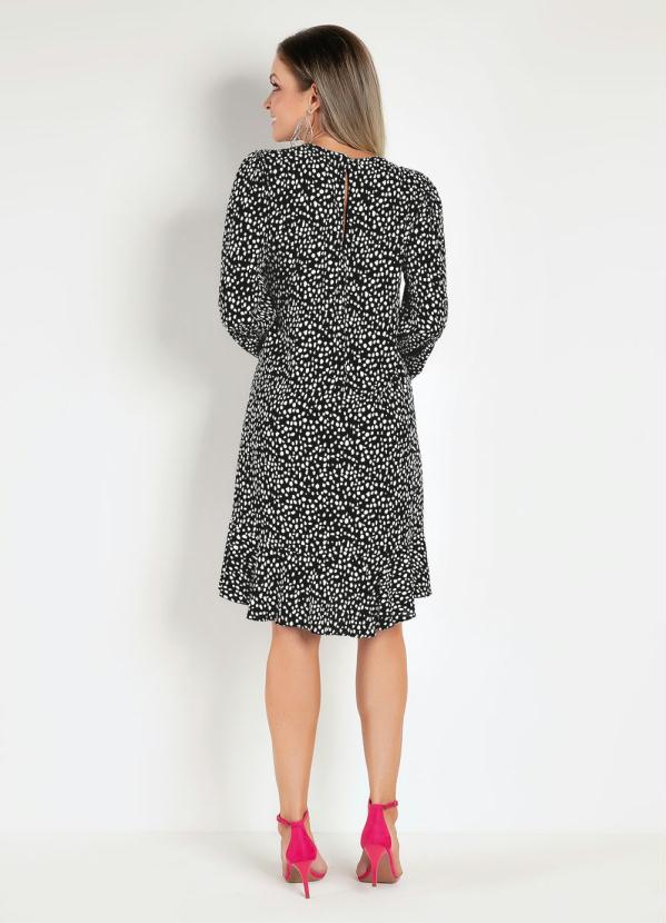 Outlet - Vestido Poá Preto com Babado na Barra 2